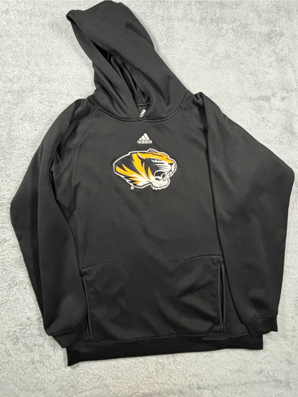 adidas Black Hoodie with Yellow Tiger Logo